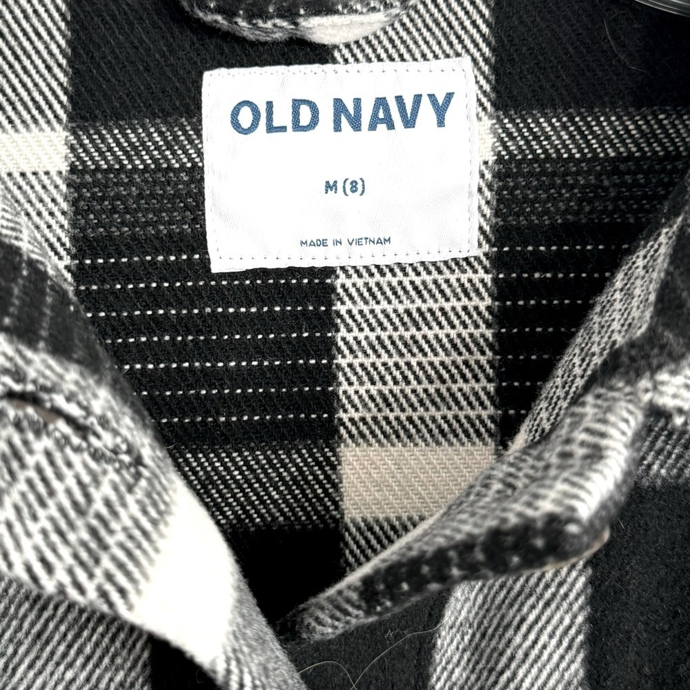 Old Navy Girls Size M (8) Oversized Black/White Plaid Tunic Shacket - Picture 4 of 5